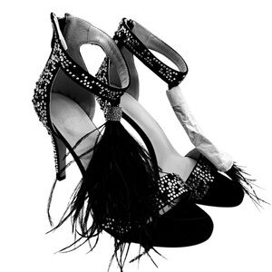 New! Elegant Black Embellished Stiletto H